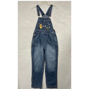 VTG Disney Overalls Women's S Winnie the Pooh Chasing Bumblebees 90s Y2K RARE